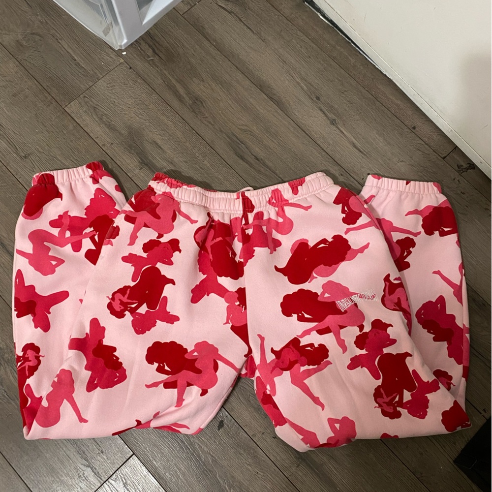 Stylish Pink Joggers with Red Accents